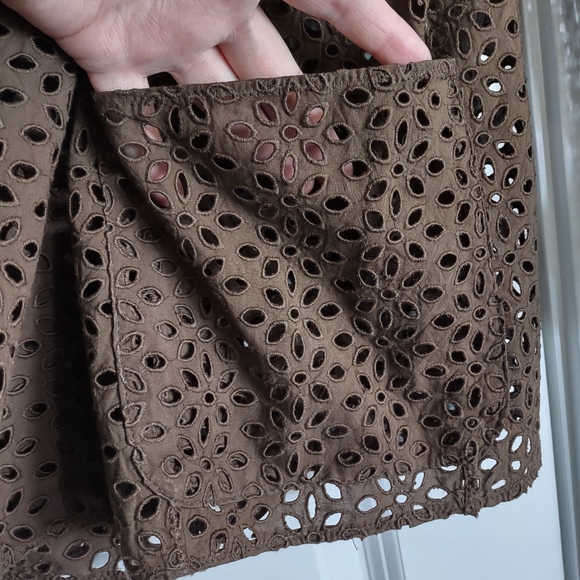 Vintage Size XL Skirt & Open front Jacket Brown open work embroidery Johnny Was? - Picture 5 of 15